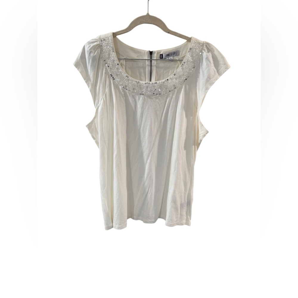 Jennifer Lopez Embellished White Top